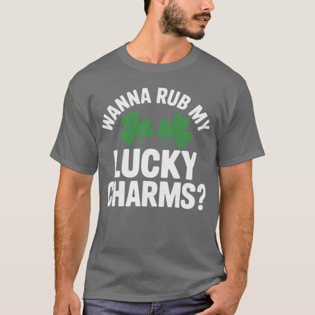 Womens Wanna Rub My Lucky Charms Adult St Patricks T-Shirt (Vorderseite)