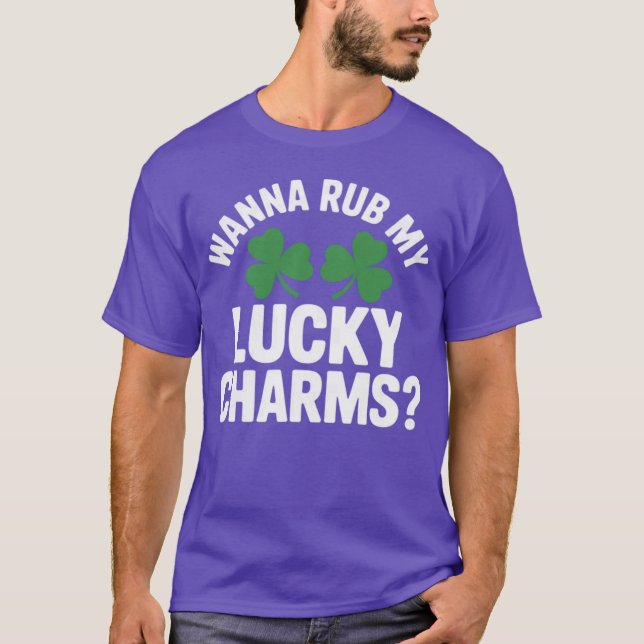 Womens Wanna Rub My Lucky Charms Adult St Patricks T-Shirt (Vorderseite)