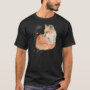 Womens Watercolor Red Fox Wildlife T-Shirt