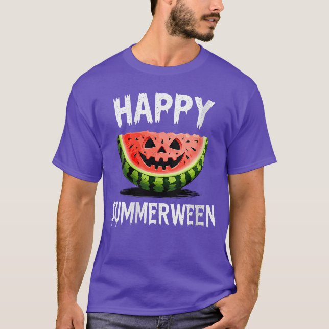 Womens Watermelon O Lantern Summer Halloween Happy T-Shirt (Vorderseite)