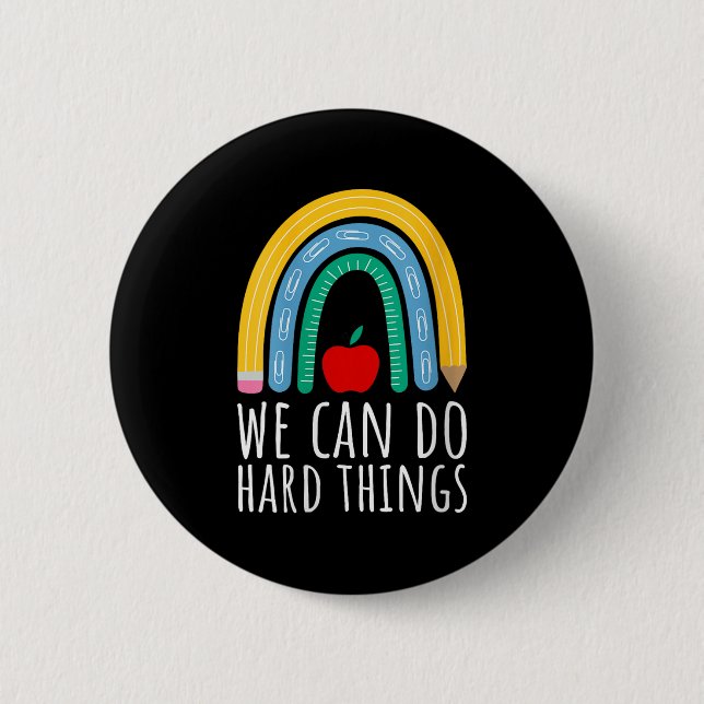 Womens We Can Do Hard Things Motivational Teacher  Button (Vorderseite)