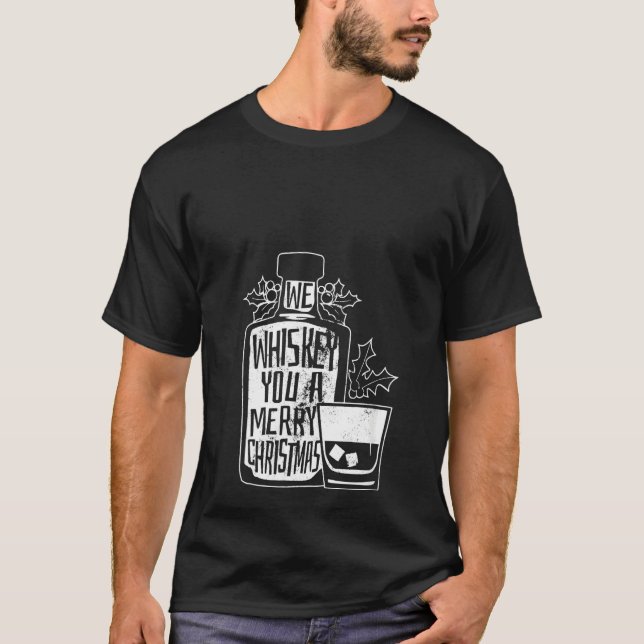Womens We Whiskey you A Frohe Weihnachten V-Neck T-Shirt (Vorderseite)