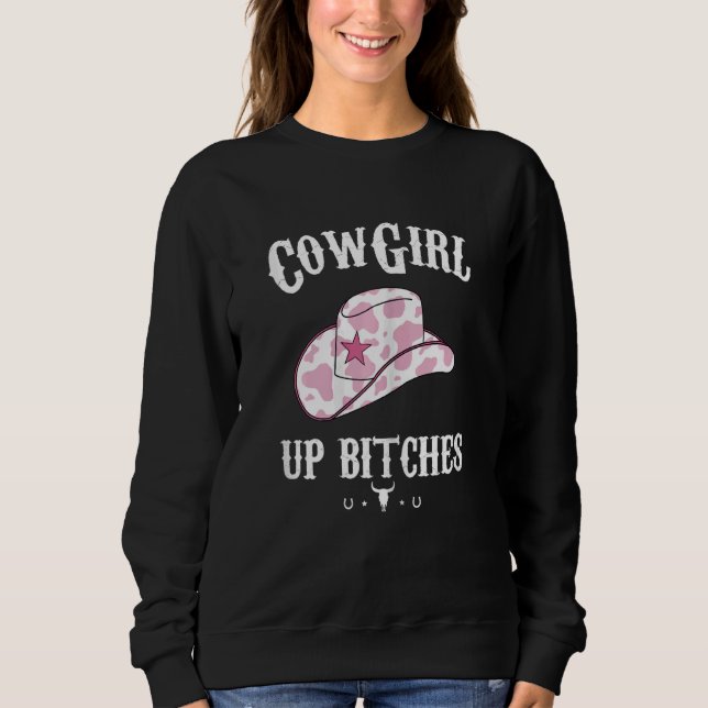 Womens Western Cowgirl Yeehaw Hippie Boho Cow Bull Sweatshirt (Vorderseite)