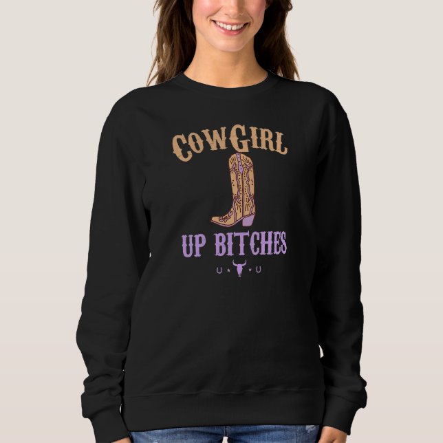 Womens Western Cowgirl Yeehaw Hippie Boho Cow Bull Sweatshirt (Vorderseite)
