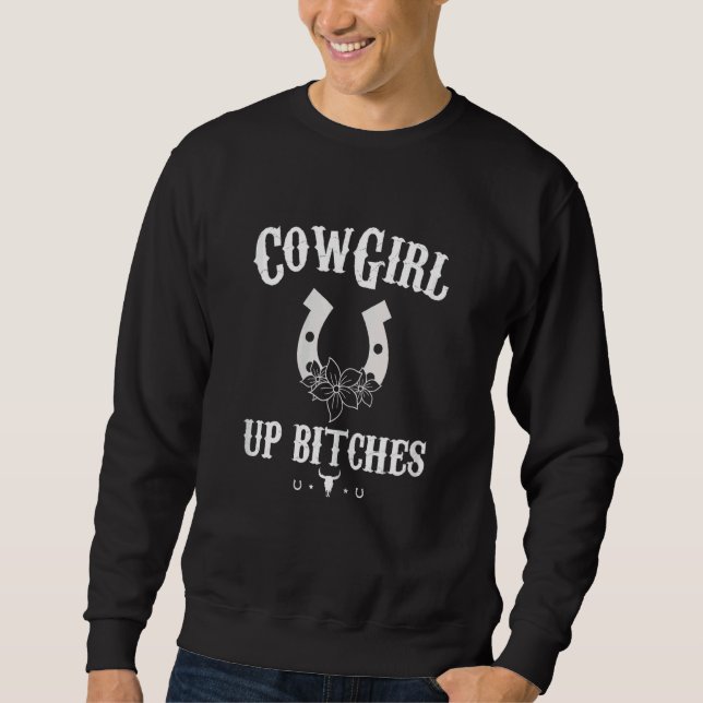 Womens Western Cowgirl Yeehaw Hippie Boho Cow Bull Sweatshirt (Vorderseite)
