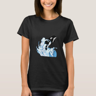 Womens Whales Animal Ocean Killer Whale Waves Orca T-Shirt