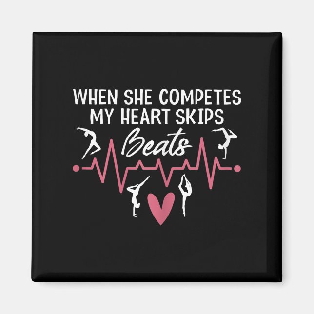Womens When She Competes My Heart Skips Beats Prou Magnet (Vorne)