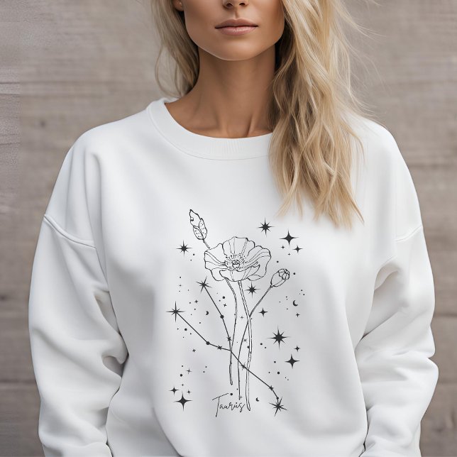 Womens White Floral Taurus Sweatshirt (Von Creator hochgeladen)