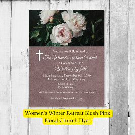 Women's Winter Retreat Blush Pink Floral Church Flyer