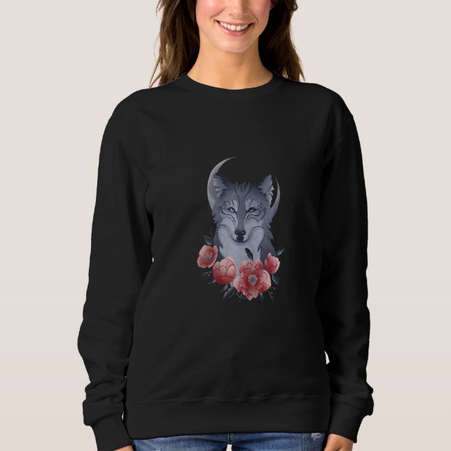 Womens Wolf Realistic Wolves Animal Howling At The Sweatshirt (Vorderseite)
