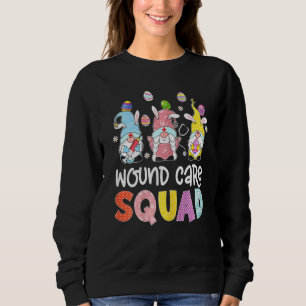 Womens Wound Care Squad Bunny Gnome Eggs Jagen N Sweatshirt