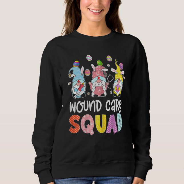Womens Wound Care Squad Bunny Gnome Eggs Jagen N Sweatshirt (Vorderseite)