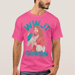 Womens Wwjt was Jesus werfen würde - Frisbee Disk T-Shirt