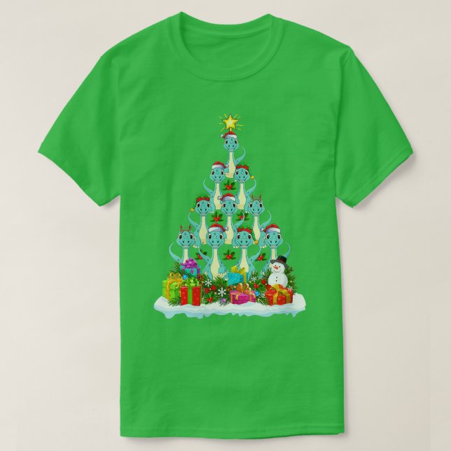 Womens Xmas Lights Funny Santa Brontosaurus Dinosa T-Shirt (Design vorne)