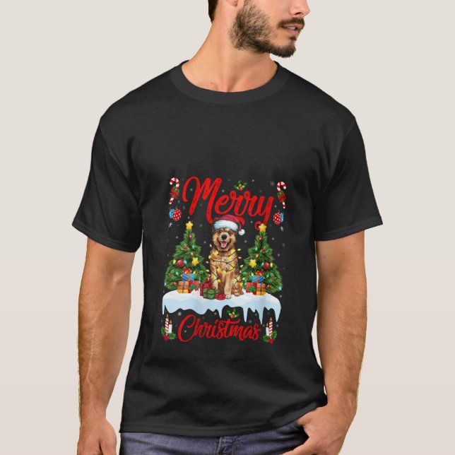 Womens Xmas Tree Lighting Santa Bouvier des Flandr T-Shirt (Vorderseite)