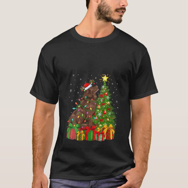 Womens Xmas Tree Lighting Santa Hat Newfoundland D T-Shirt (Vorderseite)