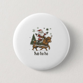 Womens Xmas Tree Lighting Santa Riding Highland Co Button