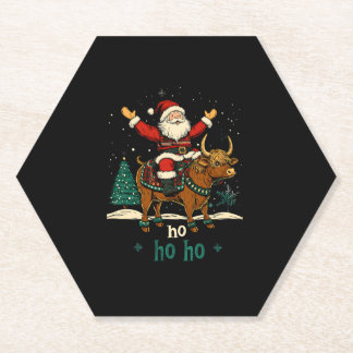 Womens Xmas Tree Lighting Santa Riding Highland Co Untersetzer