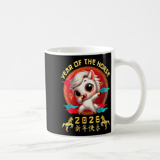 Womens Year Of The Horse 2026 Cute Chinese Lunar N Kaffeetasse (Rechts)