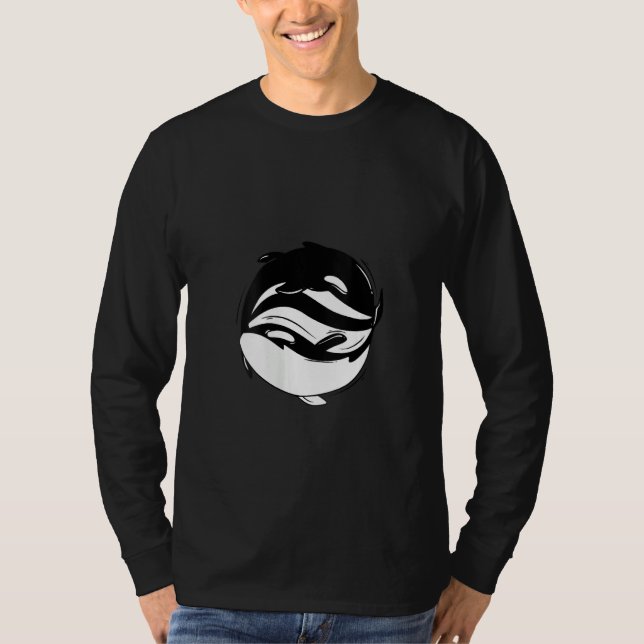 Womens Yin Yang Killer Whale Orca V Neck T-Shirt (Vorderseite)