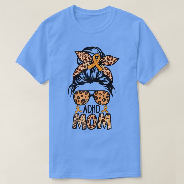 Womens Z4d4 Messy Bun Mama Orange Ribbon ADHD Awar T-Shirt (Design vorne)