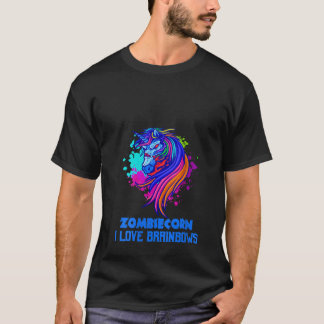 Womens Zombie Unicorn I Liebe Brainbows Gothic Got T-Shirt