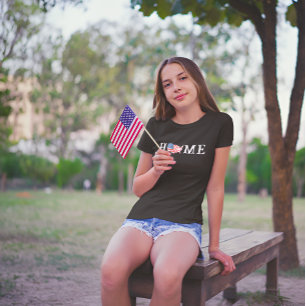 Women's Zuhause USA Map American Flag 4. Juli Läss T-Shirt