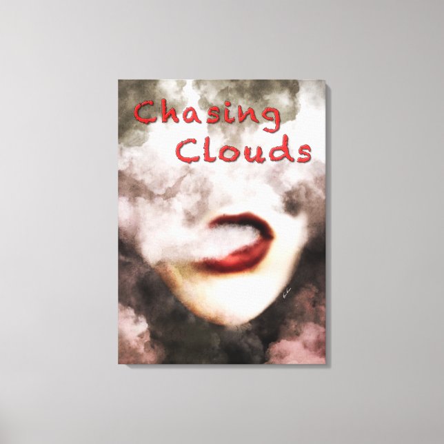 Womit Lips Clouds Vape Grunge Wrapped Canvas Leinwanddruck (Vorderseite)