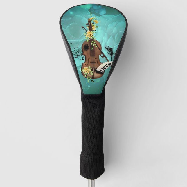 Wondeful violin with piano and flowers golf headcover (Vorderseite)
