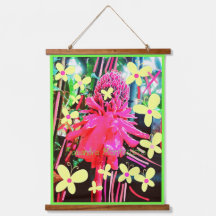 Wonder Blume Scroll Art Wood Topped Wall Tapestes