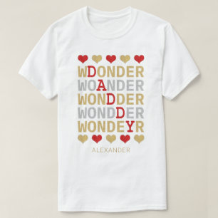Wonder Daddy Red Gold Silver Glitzer Name Custom T-Shirt