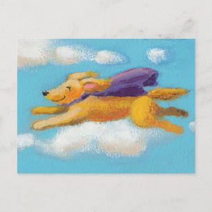 Wonder Dog - fliegender spaniel Retriever mit Kap Postkarte