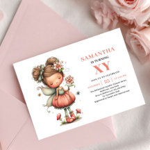 Wonder Fairy Girl Birthday Floral Pink invitation