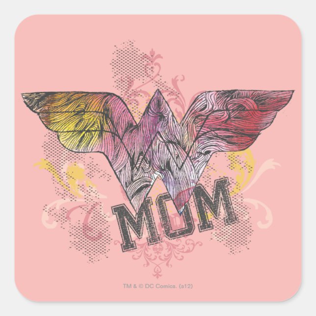 Wonder Mama Mixed Media Quadratischer Aufkleber (Vorderseite)