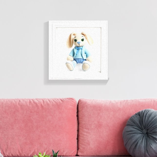 Wonder Wall Art Dapper Bunny in Blue Leinwanddruck (Insitu (Wohnzimmer))