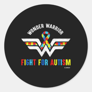 Wonder Warrior Kampf für Autismus Bewusstsein Runder Aufkleber