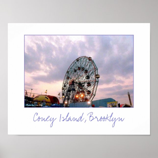 'Wonder Wheel bei Dämmerung' Poster (Vorne)