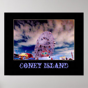 'Wonder Wheel & Sky' Psychedelic Poster