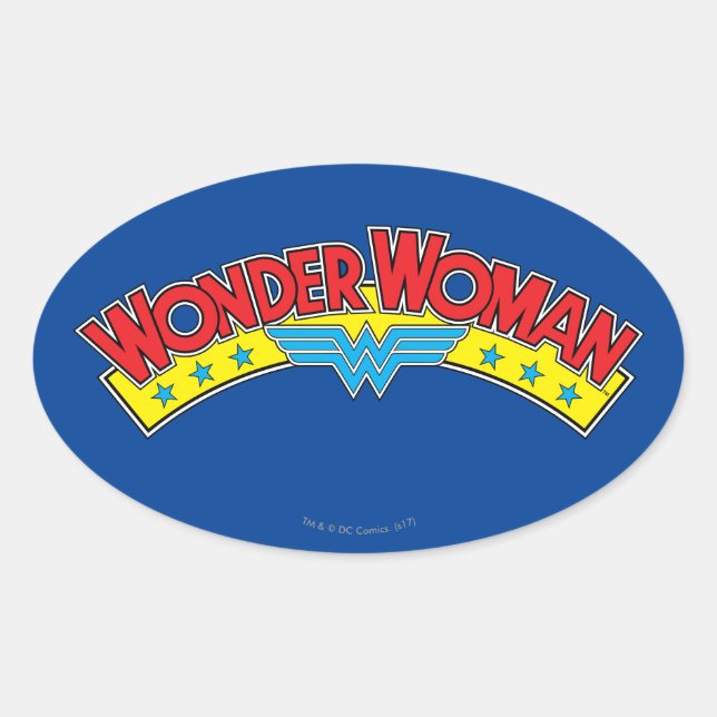 Wonder Woman 1987 Comic Book Logo Ovaler Aufkleber (Vorderseite)