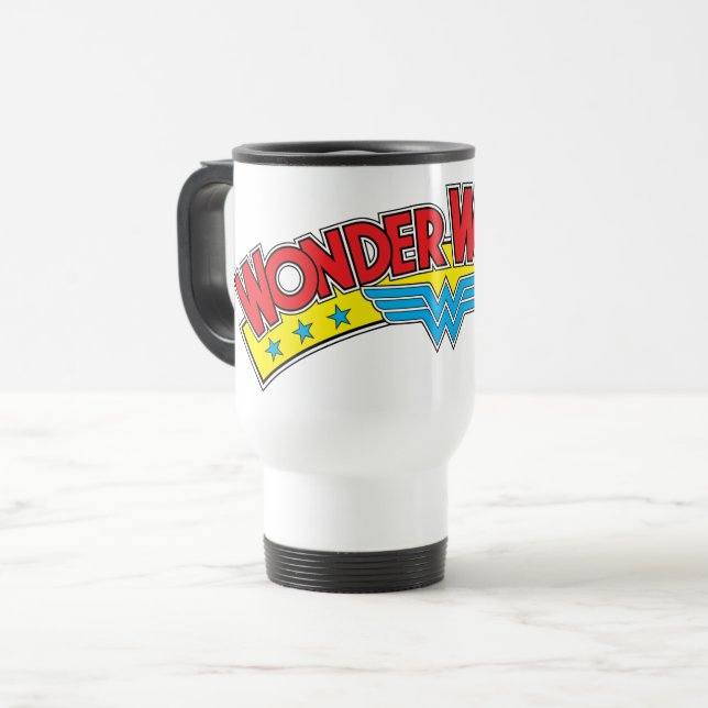 Wonder Woman 1987 Comic Book Logo Reisebecher (Vorderseite Links)