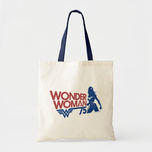 Wonder Woman 75-jähriges Red & Blue Logo Tragetasche (Vorne)