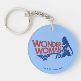 Wonder Woman 75th Anniversary Red & Blue Logo Schlüsselanhänger
