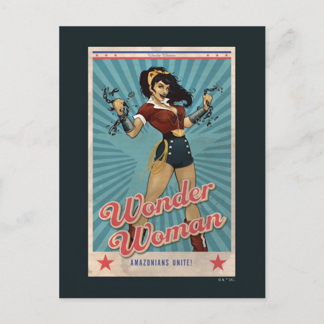 Wonder Woman Amazonians Unite Vintage Poster Postkarte (Vorderseite)