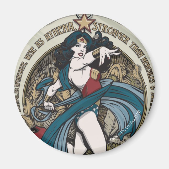 Wonder Woman Art Nouveau Panel Magnet (Vorne)