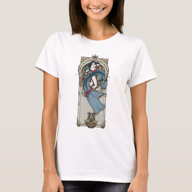 Wonder Woman Art Nouveau Panel T-Shirt (Vorderseite)
