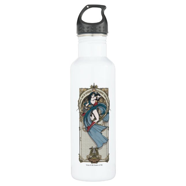 Wonder Woman Art Nouveau Panel Trinkflasche (Vorderseite)