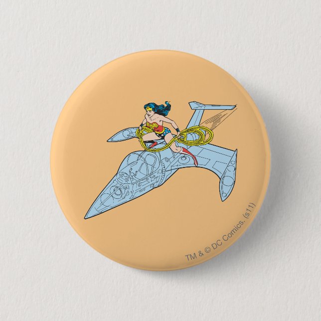 Wonder Woman auf Raumschiff Button (Vorderseite)