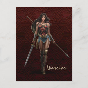 Wonder Woman Battle-Ready Comic Kunst Postkarte