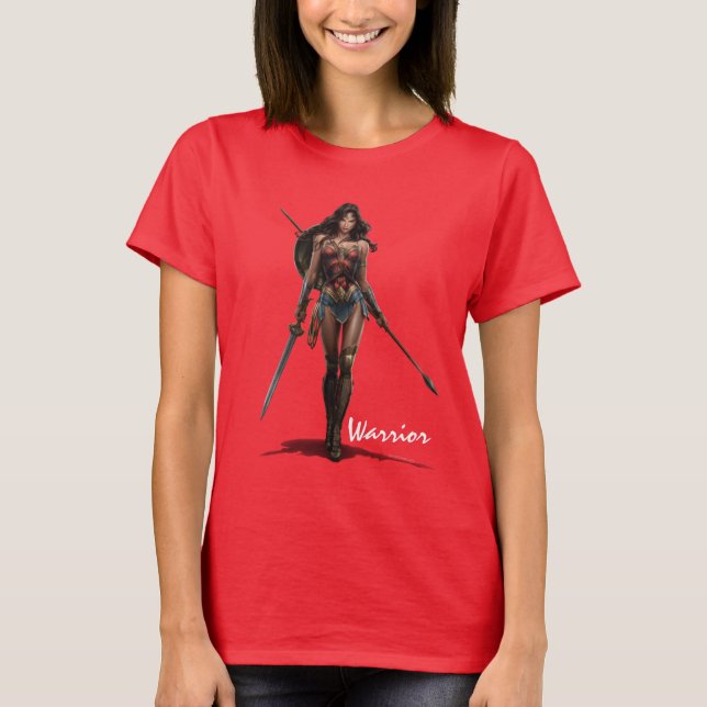 Wonder Woman Battle-Ready Comic Kunst T-Shirt (Vorderseite)
