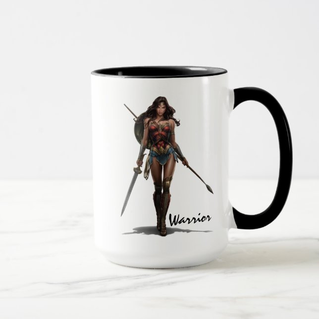 Wonder Woman Battle-Ready Comic Kunst Tasse (Rechts)